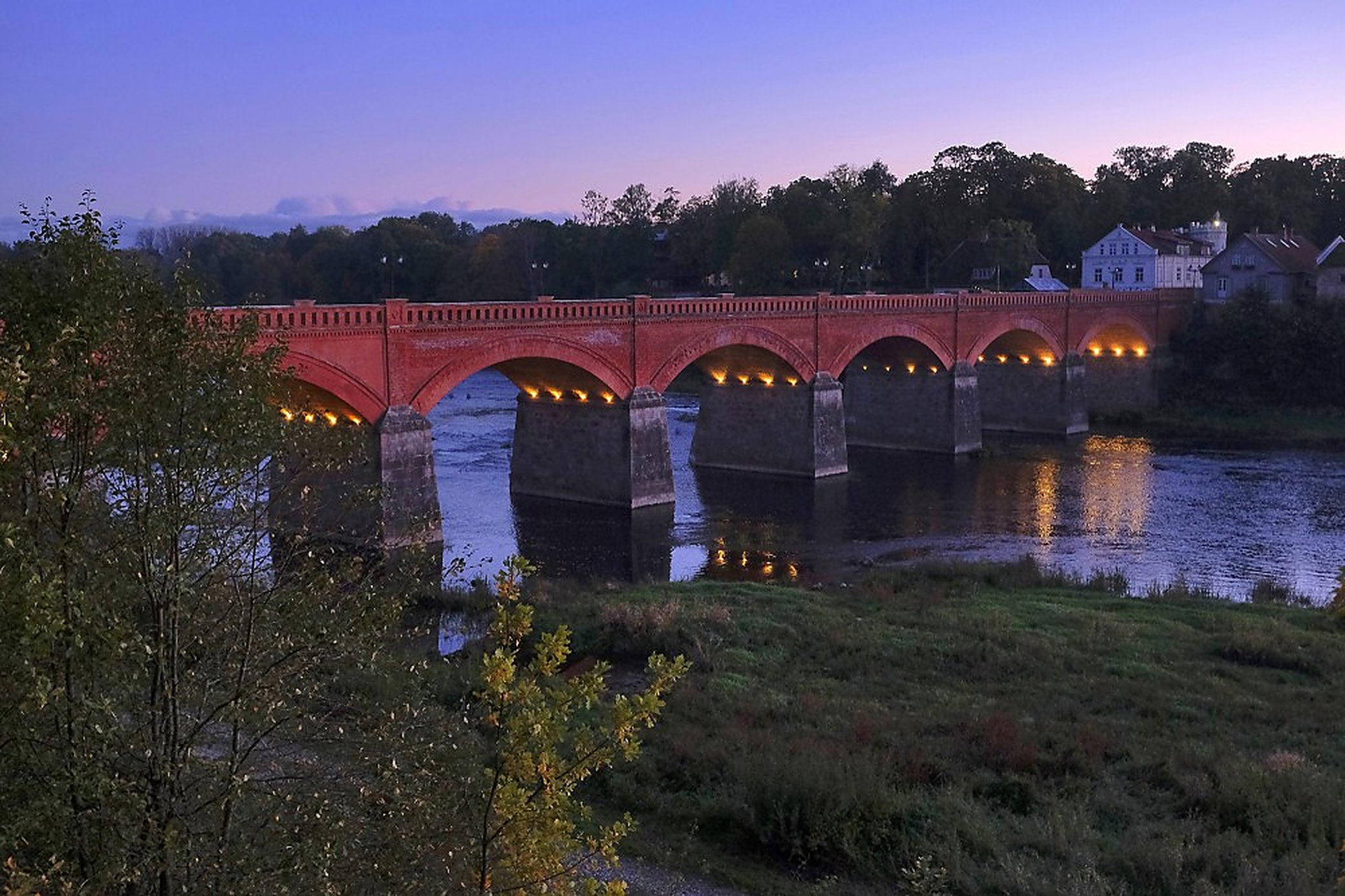 Later still, once the arches are lit. It carries traffic all the while.