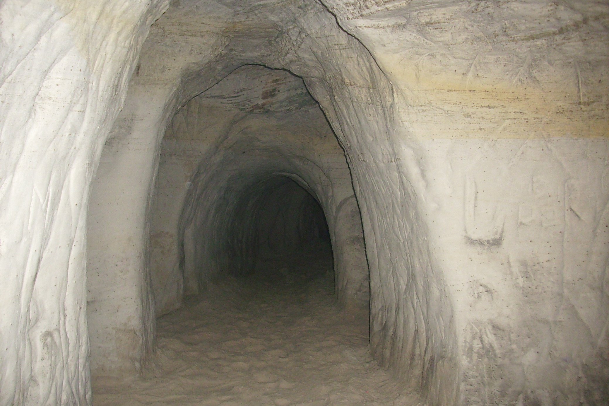 Cut by hand through soft sandstone. None of this is natural, and none of it is shored up.